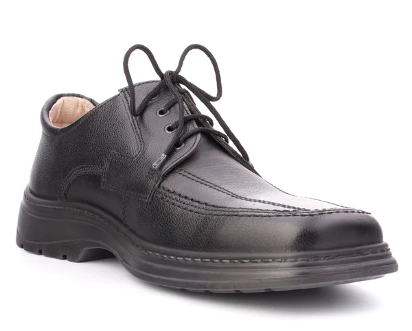 Black glossy mans shoes with shoelaces — Stock Photo, Image