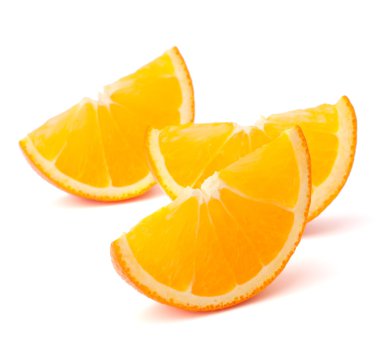 Üç turuncu meyve parçaları veya cantles