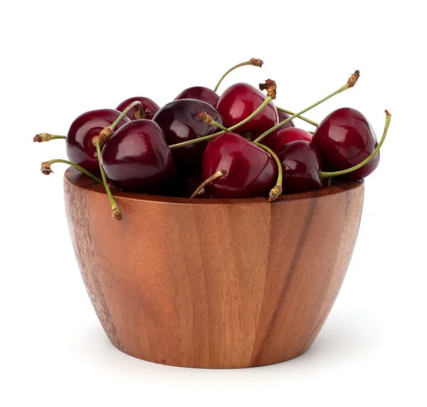 Cherry in wooden bowl — Stock Photo, Image