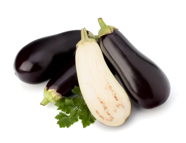 Aubergine eller aubergine och persilja blad — Stockfoto