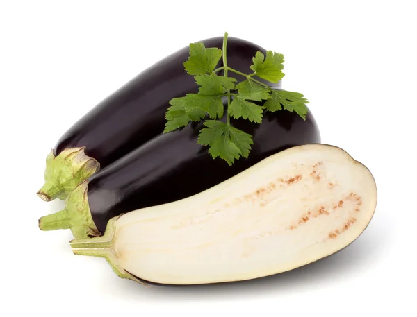 Aubergine eller aubergine och persilja blad — Stockfoto