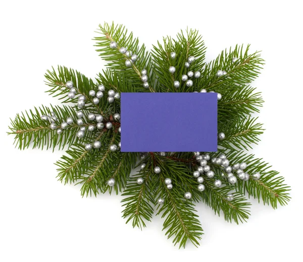 Christmas decoration with greeting card — Stock Photo, Image