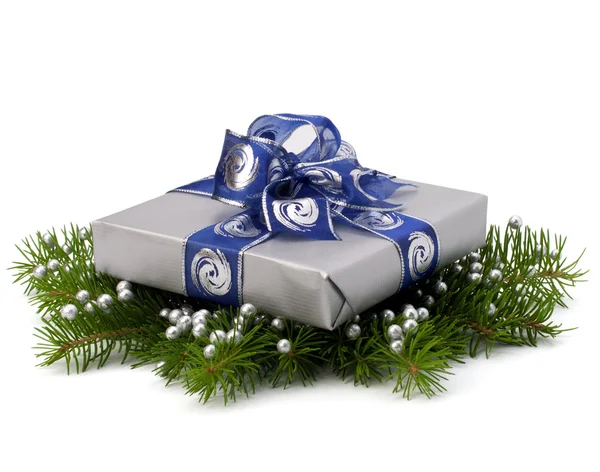 Silver gift box — Stock Photo, Image