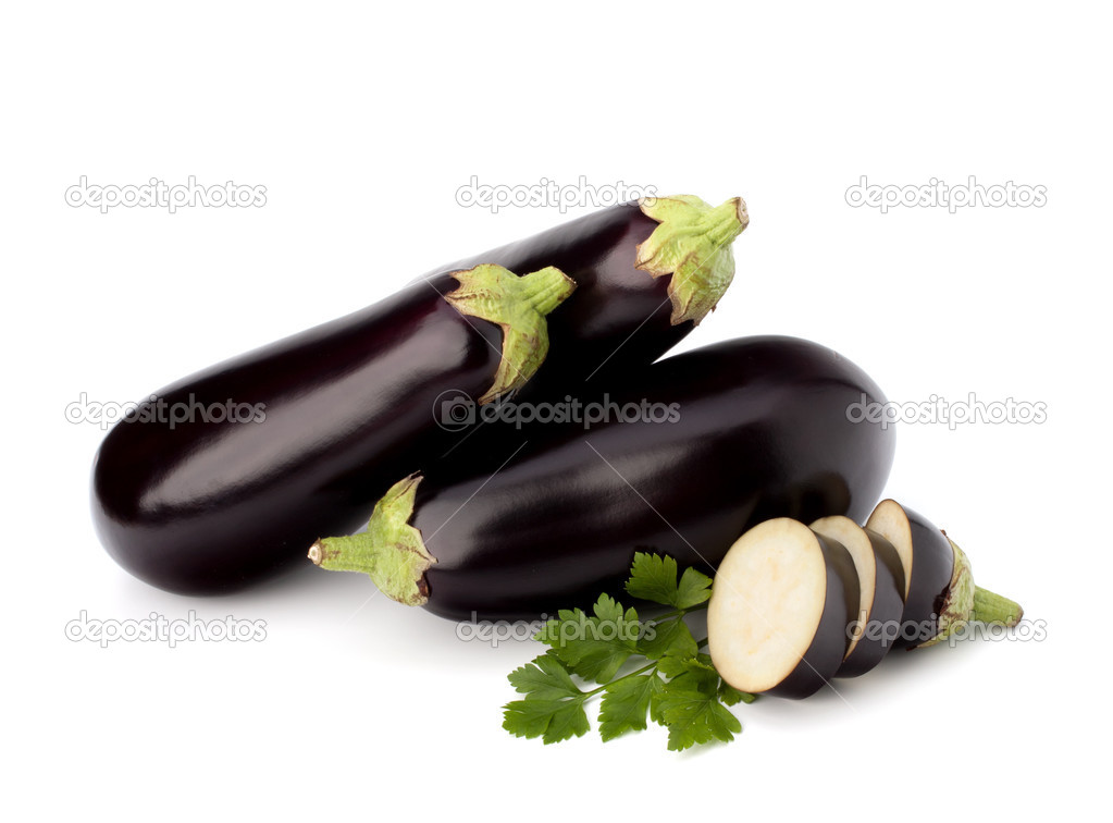 eggplant or aubergine and parsley leaf