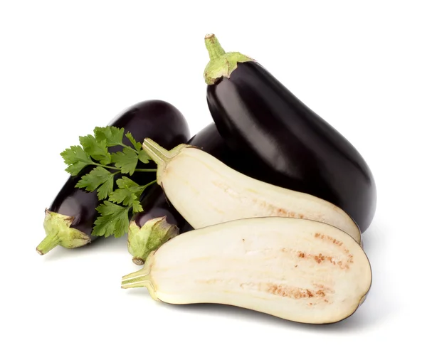 Aubergine eller aubergine och persilja blad — Stockfoto