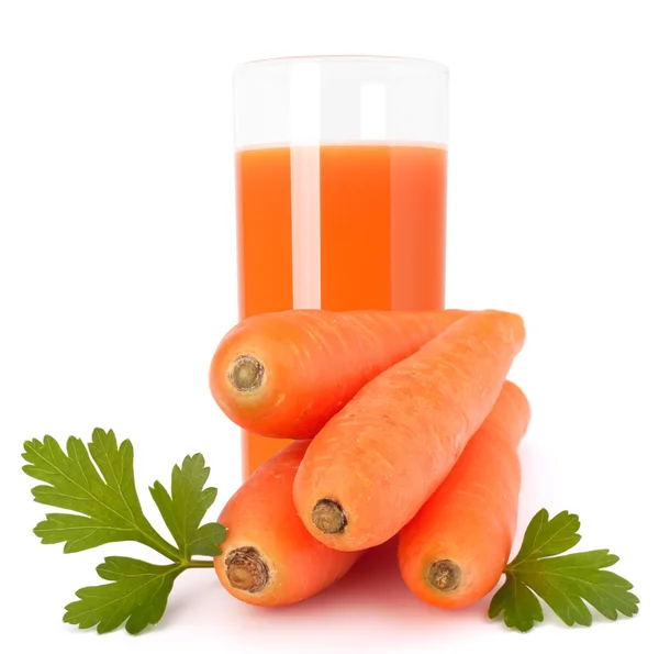 Jus de carotte tubercules de verre et de carotte — Photo