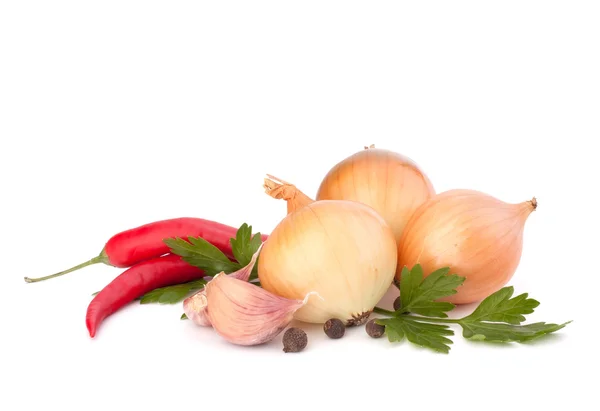 Onion and garlic clove — Stockfoto