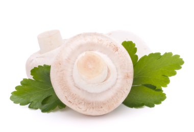 champignon mantar ve maydanoz yaprakları