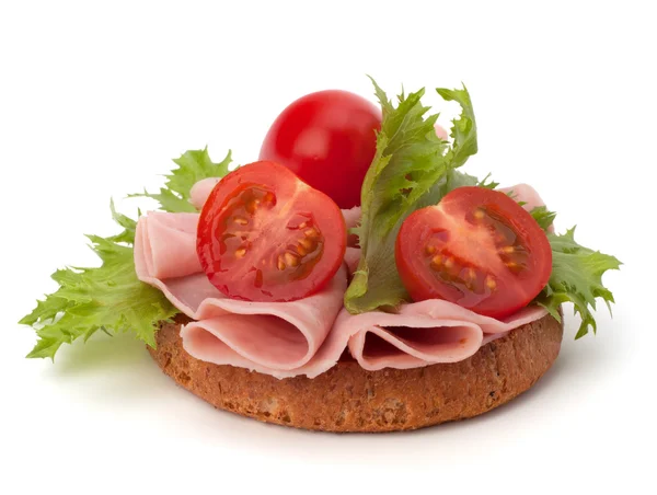 Healthy sandwich with vegetable and smoked ham — Stock Photo, Image