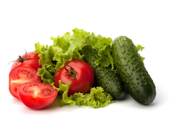 Ensalada de tomate, pepino y lechuga —  Fotos de Stock