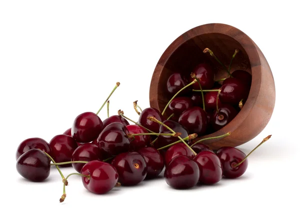 Cherry in wooden bowl — Stock Photo, Image