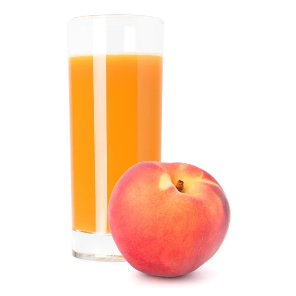 Juice glass and peach fruit — Stock Photo, Image