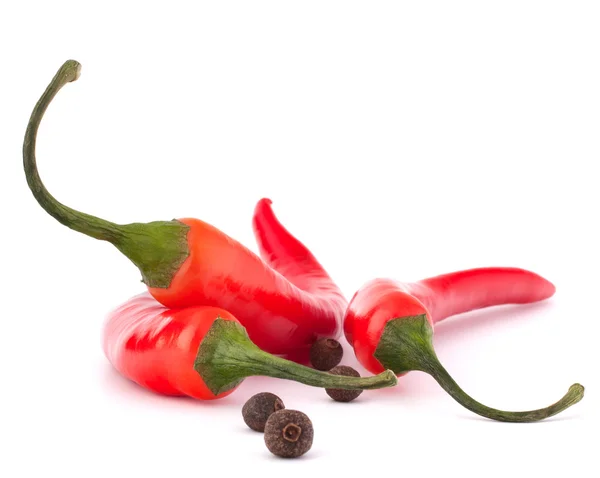 Peperoncino rosso caldo o peperoncino e pepe nero — Foto Stock