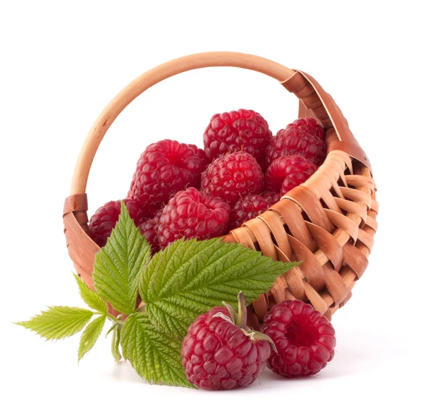 Ripe raspberries in basket — Stock Photo, Image