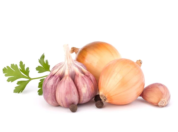 Onion and garlic clove — Stok fotoğraf