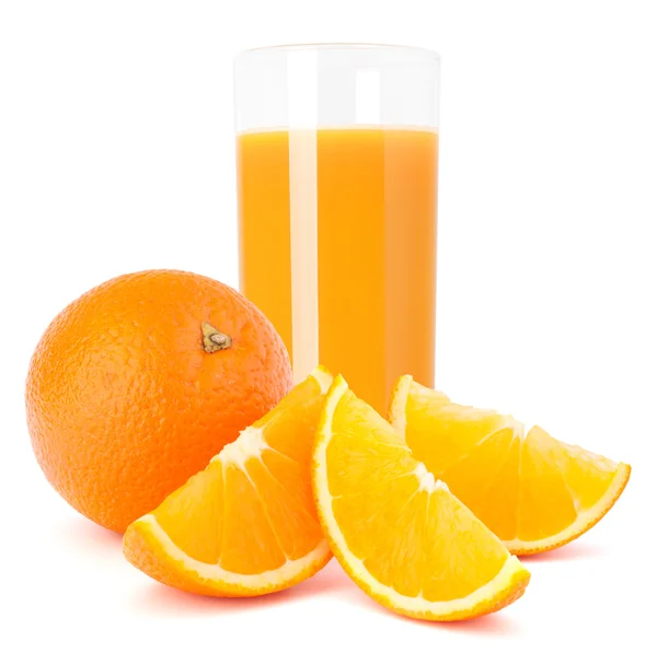 Verre à jus et fruits d'orange — Photo