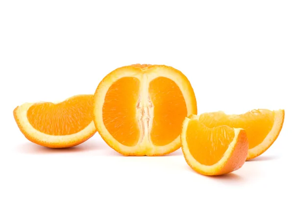 Sliced orange fruit segments isolated on white background — Stock Photo, Image