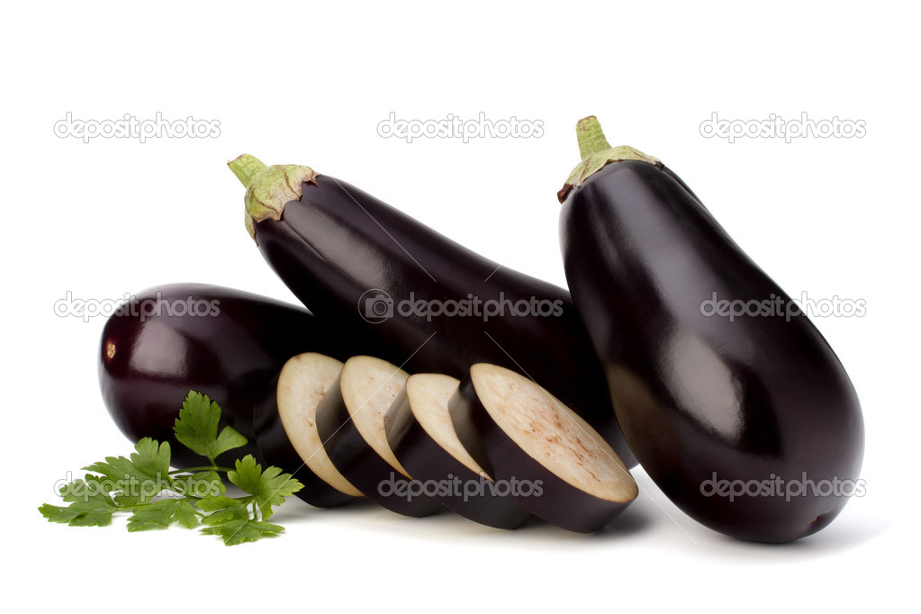 eggplant or aubergine and parsley leaf