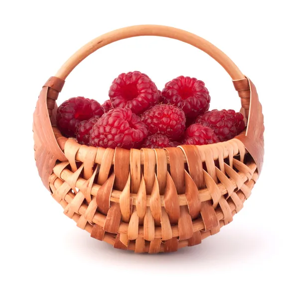 Ripe raspberries in basket — Stock Photo, Image