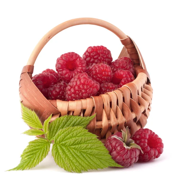 Ripe raspberries in basket — Stock Photo, Image