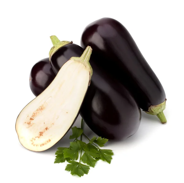 Aubergine eller aubergine och persilja blad — Stockfoto