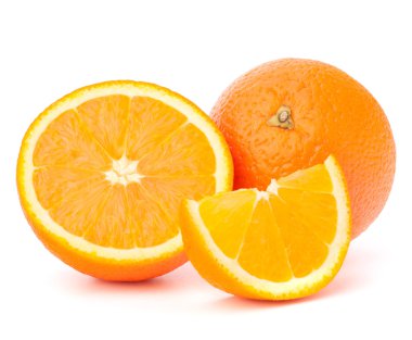 Whole orange fruit and his segments or cantles clipart