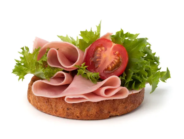 Healthy sandwich with vegetable and smoked ham — Stock Photo, Image