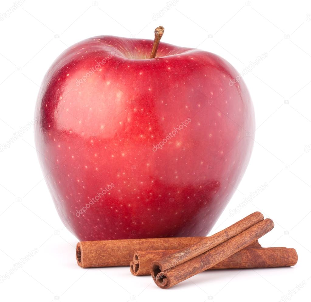 Red apple and cinnamon sticks