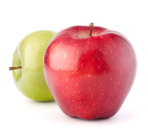 Manzanas rojas y verdes, palitos de canela y hojas de menta bodegón — Foto de Stock