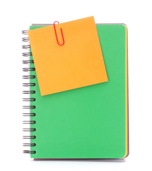 Notebook com papel de aviso prévio — Fotografia de Stock