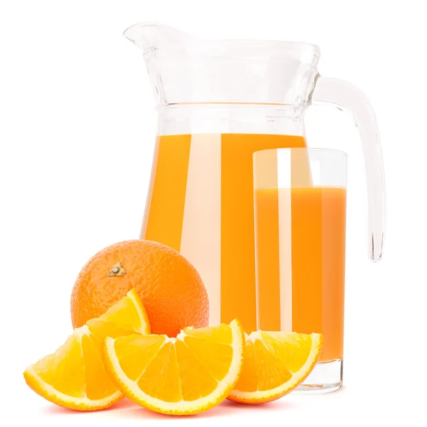 Orange fruit juice in glass jug — Stock Photo, Image