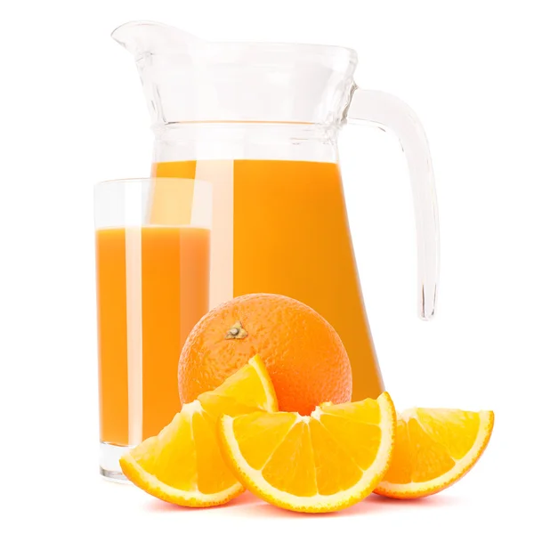 Suco de frutas de laranja em jarro de vidro — Fotografia de Stock
