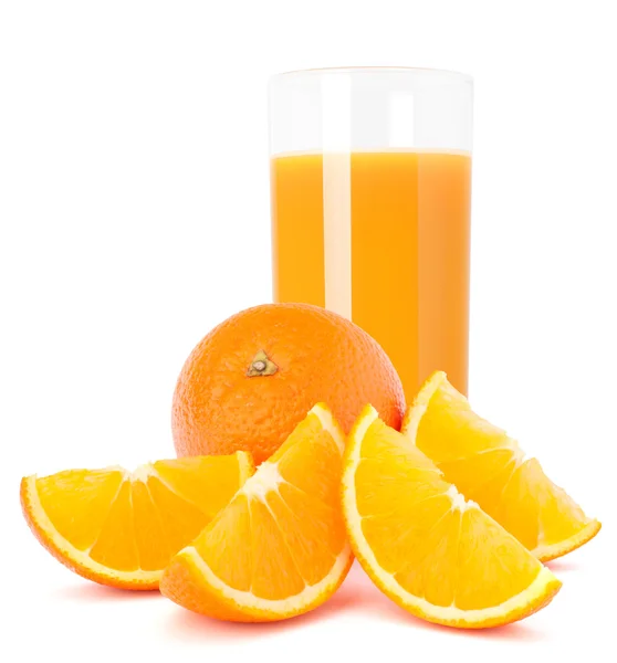 SAP glas en oranje fruit — Stockfoto