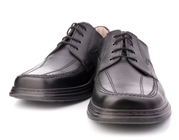 Fényes fekete mans cipő, cipőfűző — Stock Fotó