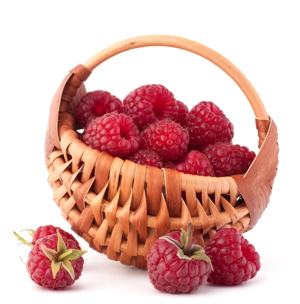 Ripe raspberries in basket — Stock Photo, Image