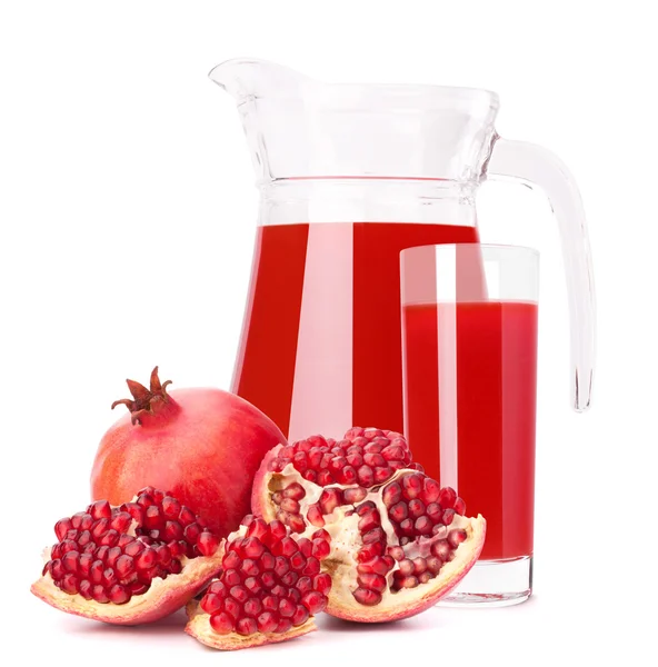 Pomegranate fruit juice in glass pitcher — Stock Photo, Image