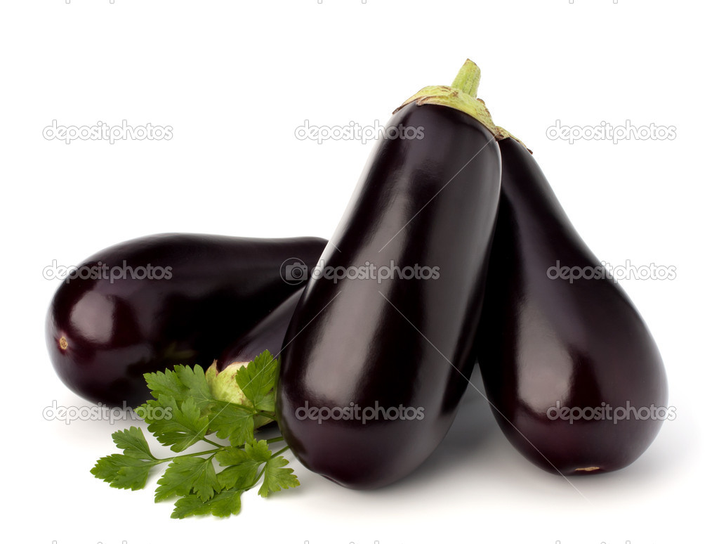 eggplant or aubergine and parsley leaf