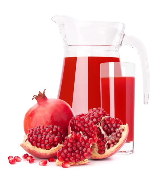 Pomegranate fruit juice in glass pitcher — Stock Photo, Image