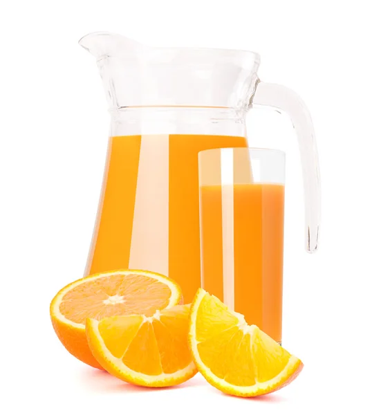 Orange fruit juice in glass jug — Stock Photo, Image