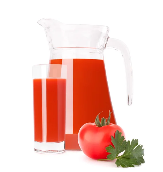 Tomatengemüsesaft im Glaskrug — Stockfoto