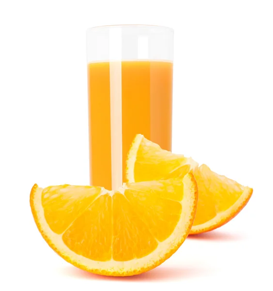 Juice glass and orange fruit — Stock Photo, Image