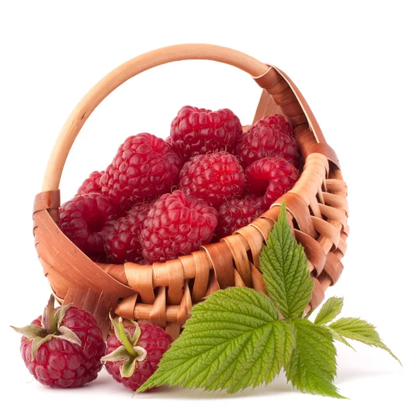 Ripe raspberries in basket — Stock Photo, Image