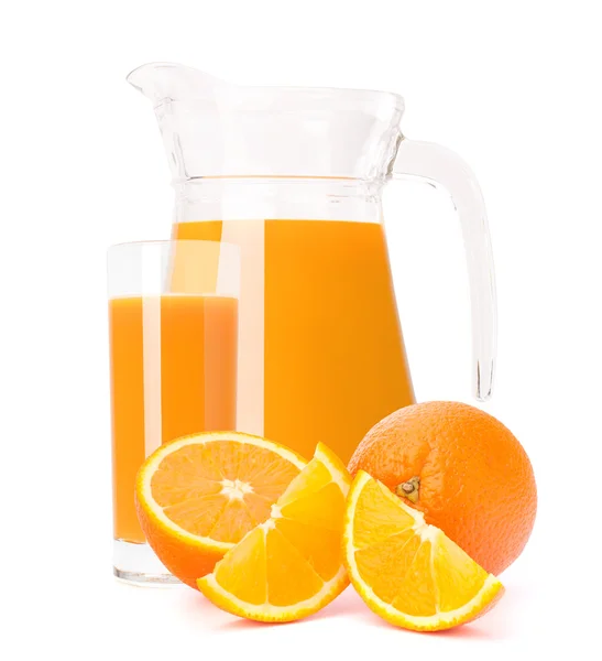 Orange fruit juice in glass jug — Stock Photo, Image