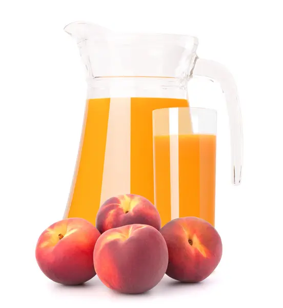 Şeftali meyve suyu cam sürahi — Stok fotoğraf
