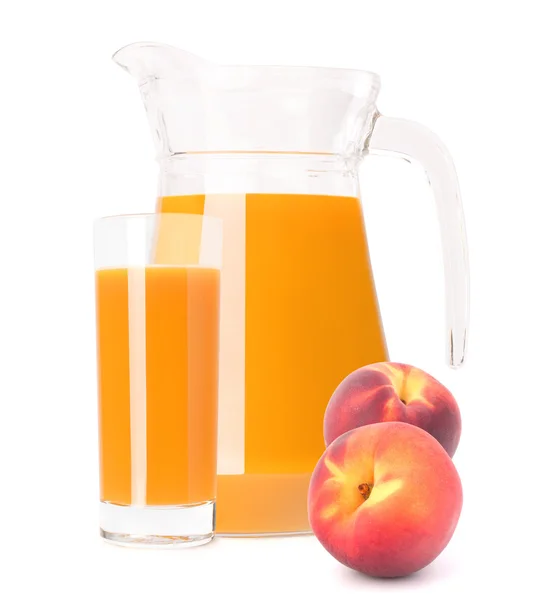 Perzik vruchtensap in glazen kan — Stockfoto