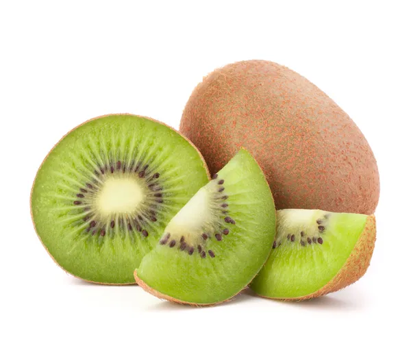 Whole kiwi fruit and his sliced segments — Stock Photo, Image