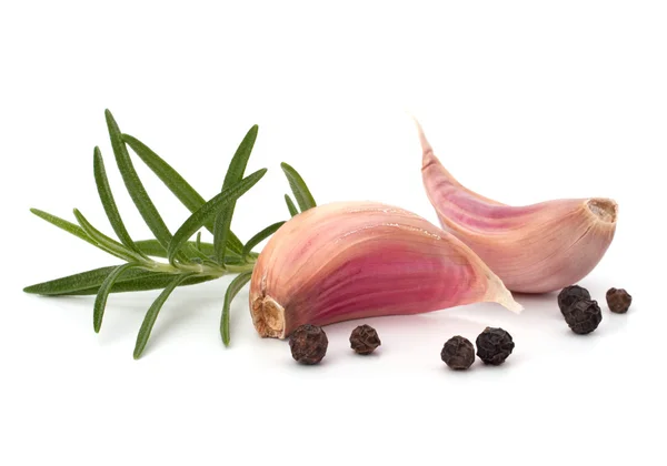 Garlic clove and rosemary leaf — Stock Photo, Image