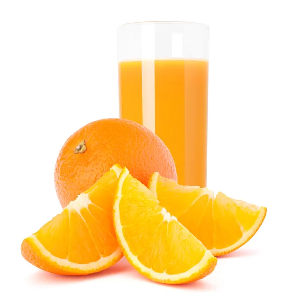 SAP glas en oranje fruit — Stockfoto