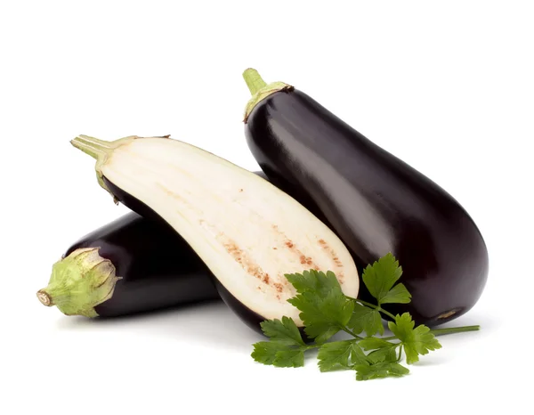 Aubergine eller aubergine och persilja blad — Stockfoto