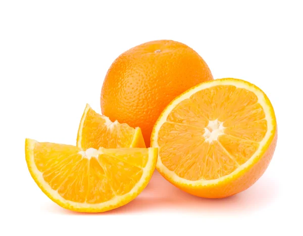 Sliced orange fruit segments isolated on white background Stock Picture